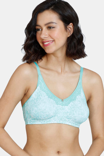 Buy Zivame Mio Amore Double Layered Non Wired 3/4th Coverage T-Shirt Bra - Green Print